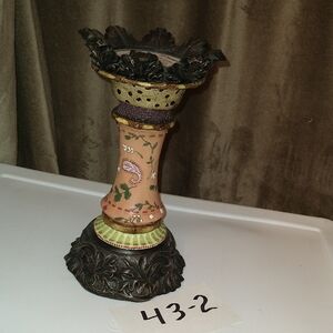 Elegant Floral Candle Holder, 11" Tall, NWOT